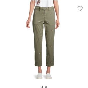 DRIFTWOOD Vintage Bouquet Floral Embroidery Cropped Chino Pants Size W30 L 27